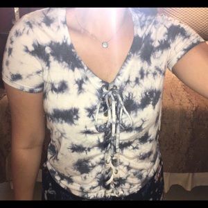 blue tie dye short sleeve tee